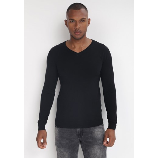 Czarny Sweter Euphialla ze sklepu Born2be Odzież w kategorii Swetry męskie - zdjęcie 143588304