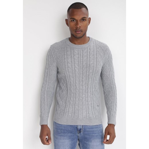 Szary Sweter Jasetros L promocyjna cena Born2be Odzież