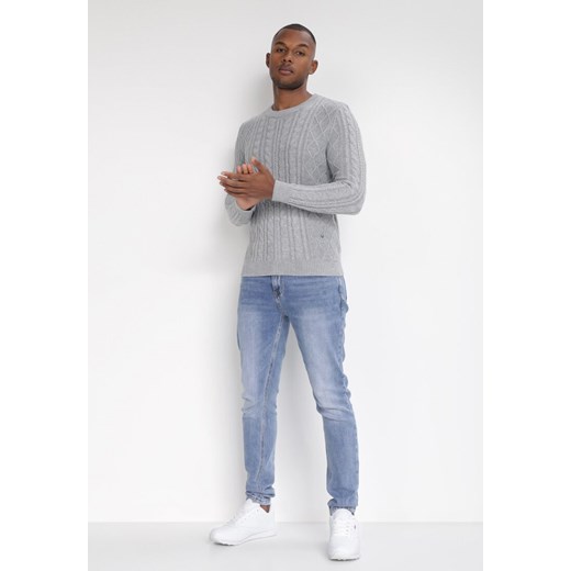 Szary Sweter Jasetros L wyprzedaż Born2be Odzież
