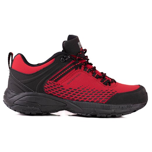 Buty trekkingowe damskie na grubej podeszwie DK czerwone ze sklepu ButyModne.pl w kategorii Buty trekkingowe damskie - zdjęcie 143598192