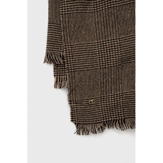 Twinset szalik damski kolor brązowy wzorzysty Twinset ONE ANSWEAR.com