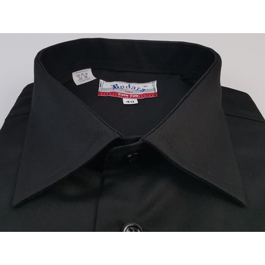 Bodara  czarna koszula męska Regular z krótkim rękawem Bodara 40 wyprzedaż ATELIER-ONLINE