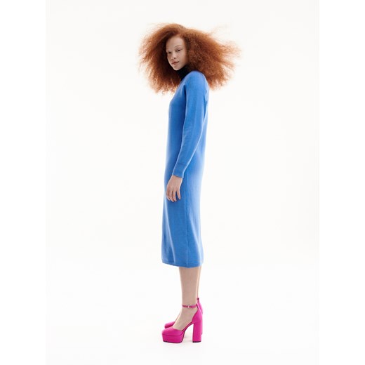 Reserved - Dzianinowa sukienka z wiskozą - Niebieski Reserved S Reserved