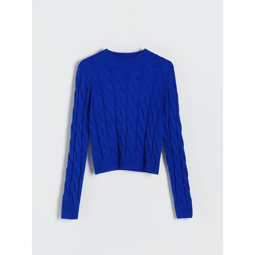 Reserved - Sweter o warkoczowym splocie - Niebieski Reserved L Reserved