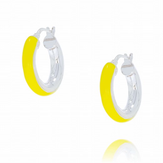KOLCZYKI SREBRNE PRÓBY 925 KOŁA EMALIOWANE KOLOR NEONOWY ŻÓŁTY Blinkshop One size blinkshop.pl