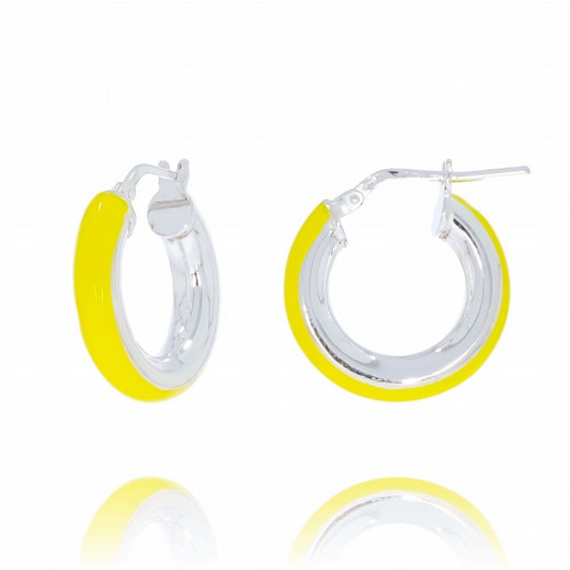 KOLCZYKI SREBRNE PRÓBY 925 KOŁA EMALIOWANE KOLOR NEONOWY ŻÓŁTY Blinkshop One size blinkshop.pl