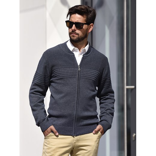 Sweter męski Lukas rozpinany (duży) - denim - 3XL ze sklepu Swetry Lasota w kategorii Swetry męskie - zdjęcie 143667830