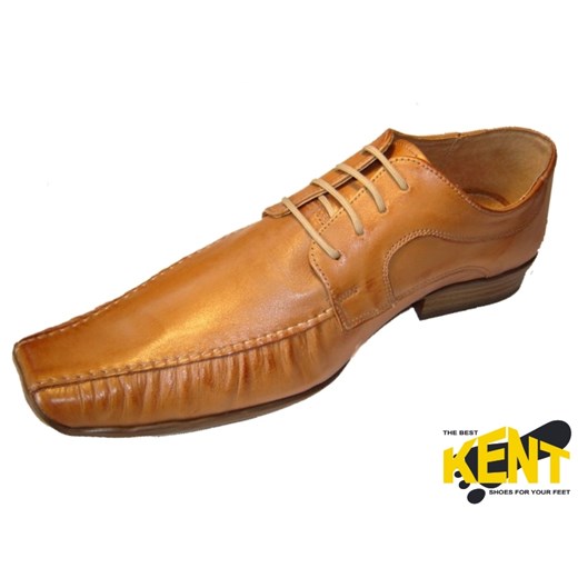 KENT 041M JASNY BRĄZ - Eleganckie, skórzane buty sklep-obuwniczy-kent zolty codzienny
