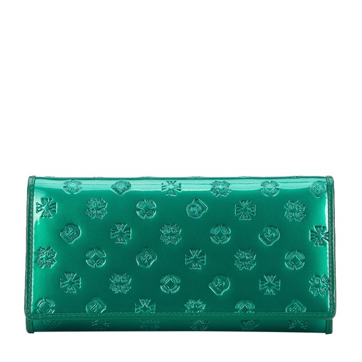 Damski portfel skórzany tłoczony w monogram zielony ze sklepu WITTCHEN w kategorii Portfele damskie - zdjęcie 143694401