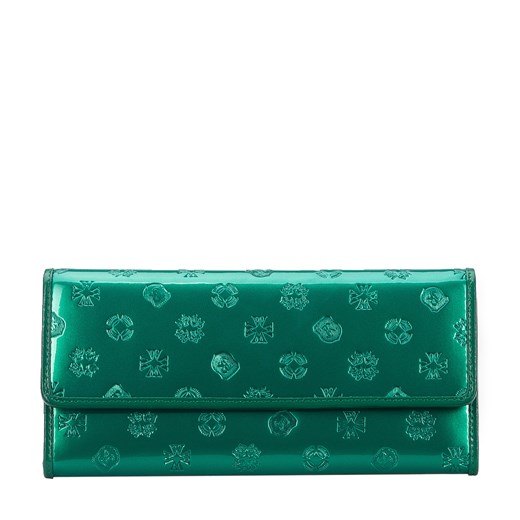 Damski portfel z lakierowanej skóry z monogramem zielony ze sklepu WITTCHEN w kategorii Portfele damskie - zdjęcie 143694404