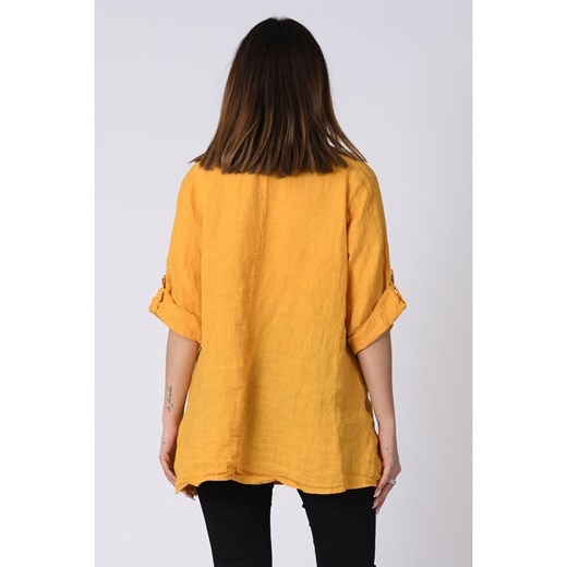 Lniana bluzka "Lilyane" w kolorze żółtym Plus Size Company 52/54 promocyjna cena Limango Polska