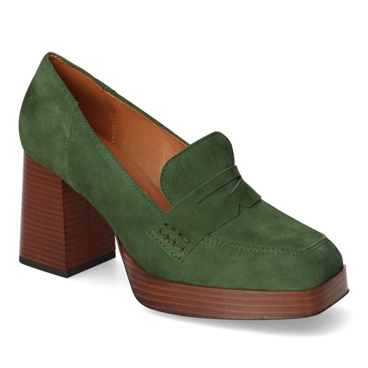 Półbuty Gamis 5365 Ciemny Zielone Zamsz ze sklepu Arturo-obuwie w kategorii Półbuty damskie - zdjęcie 143709381