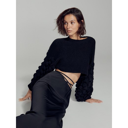 Reserved - Krótki sweter - Czarny Reserved L Reserved