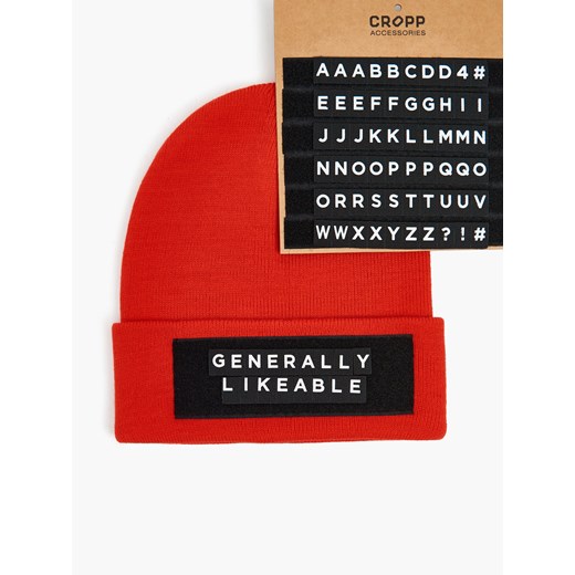Cropp - Czerwona czapka beanie z odczepianymi literami - Czerwony Cropp Uniwersalny Cropp