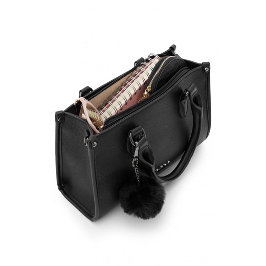 Czarna mini shopperka Nobo z pomponem Uniwersalny NOBOBAGS.COM
