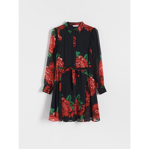 Reserved - Koszulowa sukienka w kwiaty - Czarny Reserved 42 Reserved