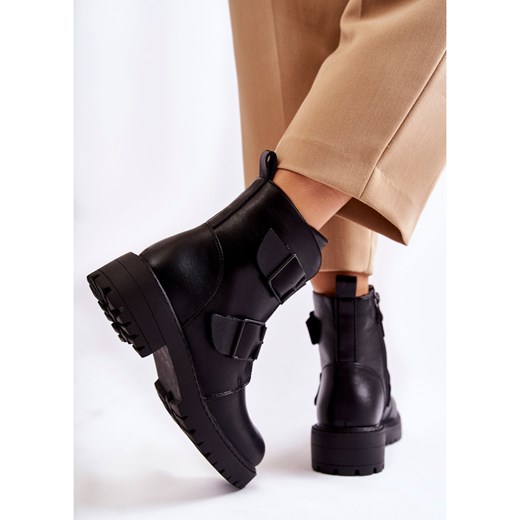 Botki płaskie skórzane casual