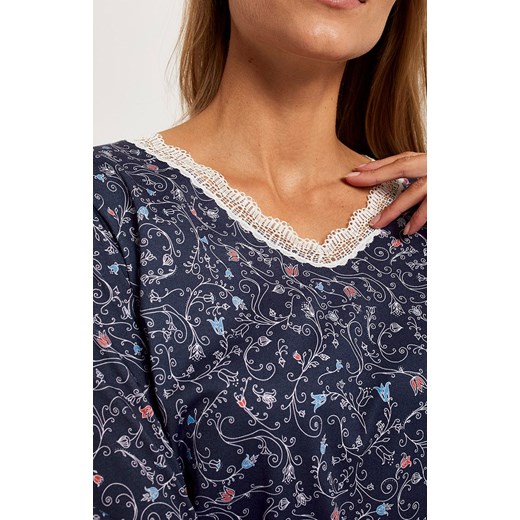 Piżama damska z długim rękawem i długimi nogawkami Flora, Kolor granatowy-wzór, Italian Fashion 3XL okazja Intymna