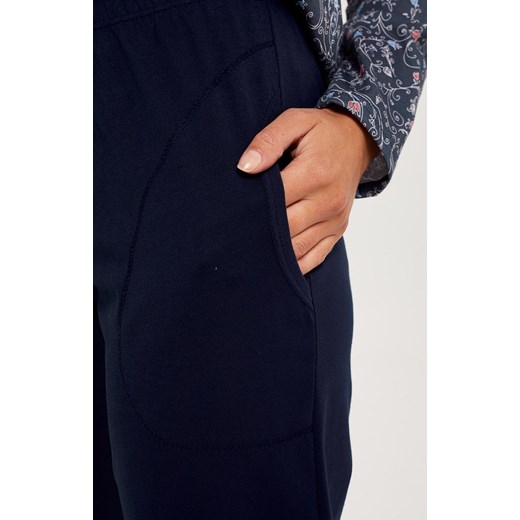Piżama damska z długim rękawem i długimi nogawkami Flora, Kolor granatowy-wzór, Italian Fashion 3XL wyprzedaż Intymna