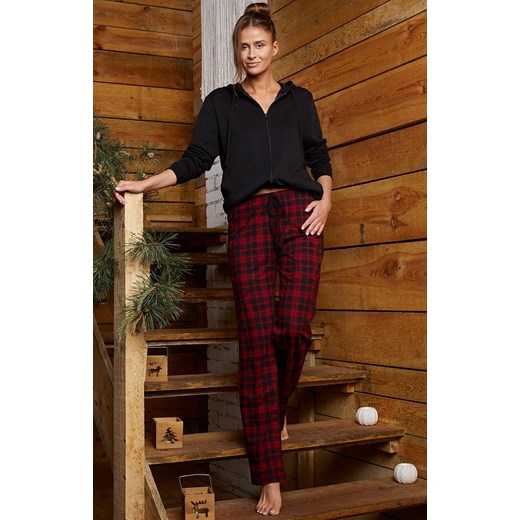 Spodnie piżamowe z długimi nogawkami Ordesa, Kolor czarno-czerwony, Rozmiar S, Italian Fashion ze sklepu Intymna w kategorii Piżamy damskie - zdjęcie 143779343