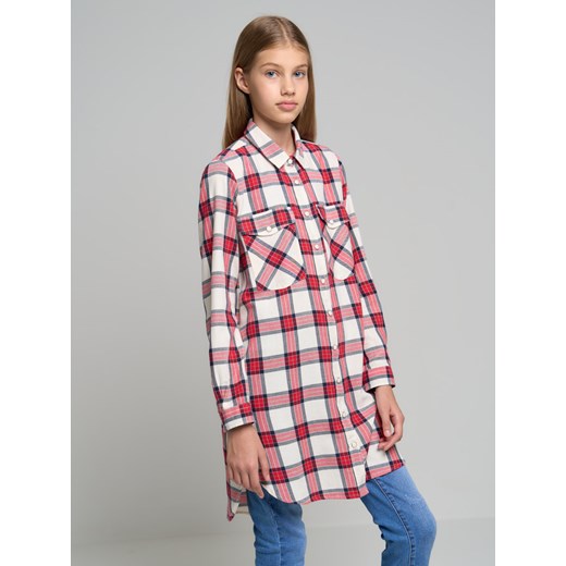 Długa dziewczęca koszula w kratę czerwona Warwisen 603 ze sklepu Big Star w kategorii Koszule dziewczęce - zdjęcie 143783331