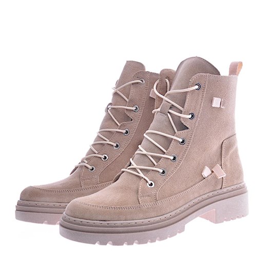 Damskie beżowe trapery z naturalnej skóry /B5-3 12554 R2460/ 37 Pantofelek24.pl Jacek Włodarczyk wyprzedaż