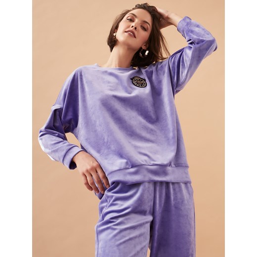 Welurowa lawendowa bluza L'AF Eden ze sklepu Eye For Fashion w kategorii Bluzy damskie - zdjęcie 143815901