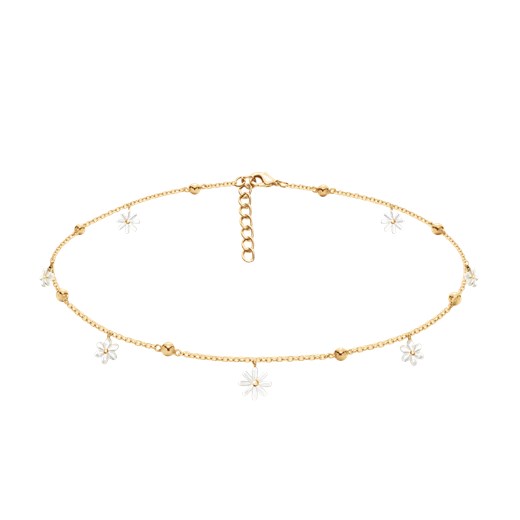 Choker Flowers pozłacany z niezapominajkami z masy perłowej Lilou One size Lilou