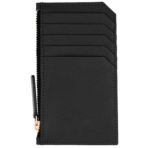 Card holder skórzany gładki w kolorze czarnym pozłacany Lilou One size Lilou