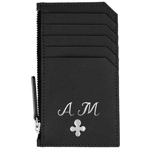 Card holder skórzany gładki w kolorze czarnym srebrny Lilou One size Lilou