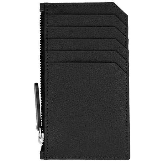 Card holder skórzany gładki w kolorze czarnym srebrny Lilou One size Lilou