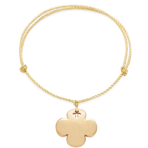 Bransoletka z pozłacaną okrągłą koniczynką na grubym złotym sznurku premium Lilou One size Lilou 