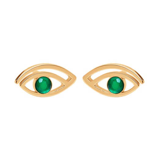 Kolczyki Lucky Eye z zielonym onyksem pozłacane Lilou One size Lilou