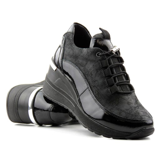 Sneakersy damskie w nowoczesnym stylu - VENEZIA 0127 7001, czarne Venezia 37 ulubioneobuwie