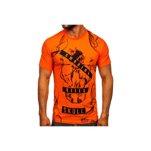 Pomarańczowy bawełniany t-shirt męski Denley 14701 XL okazja Denley