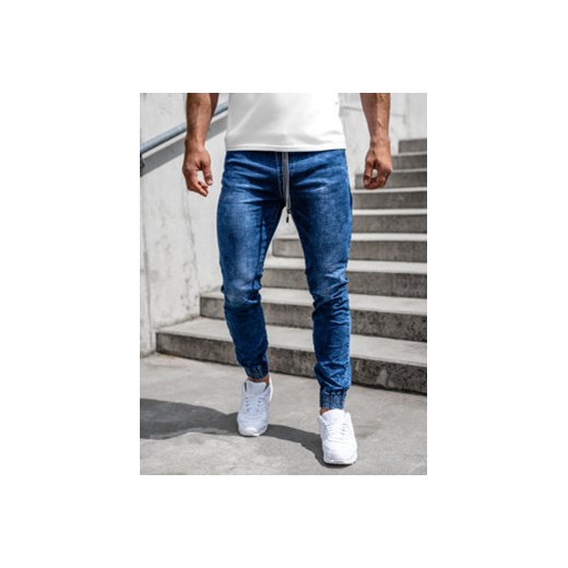 Granatowe spodnie jeansowe joggery męskie Denley TF228 2XL okazja Denley