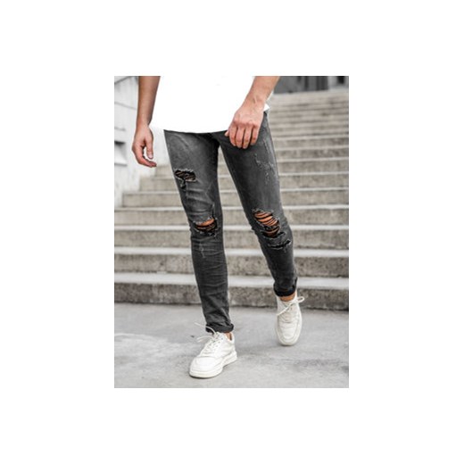 Czarne spodnie jeansowe męskie slim fit Denley KS2081A 35/XL promocja Denley