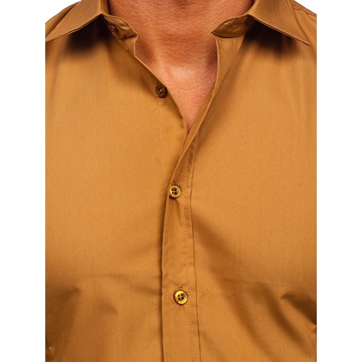Koszula męska elegancka z długim rękawem jasnobrązowa Bolf 1703 L okazja Denley