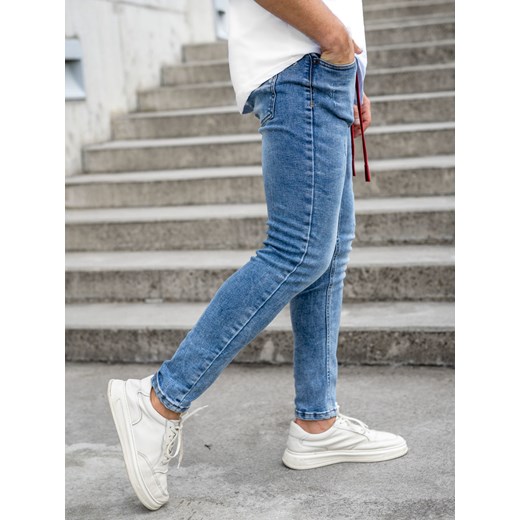 Niebieskie spodnie jeansowe męskie skinny fit Denley KX555-1A 29/S okazja Denley