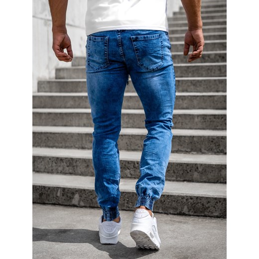 Niebieskie spodnie jeansowe joggery męskie Denley TF264 L Denley wyprzedaż