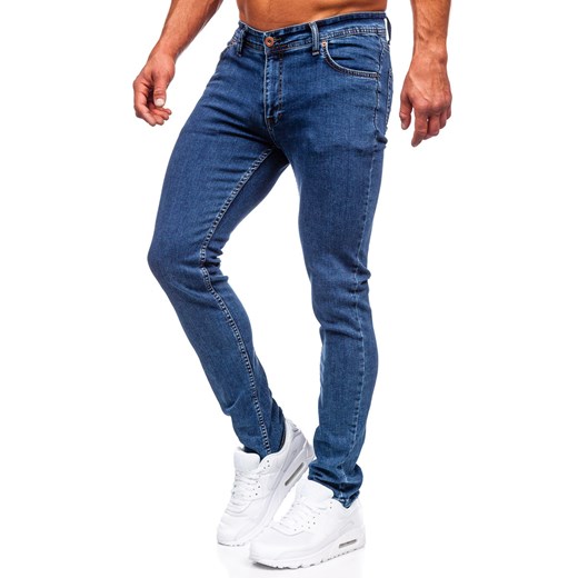 Granatowe spodnie jeansowe męskie slim fit Denley DP52 38/2XL okazyjna cena Denley