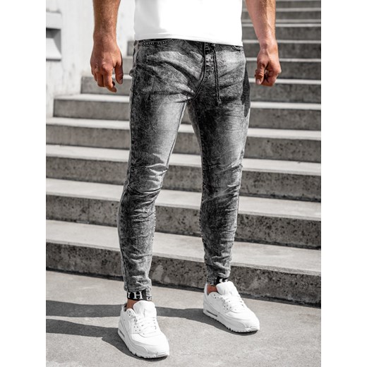 Grafitowe spodnie jeansowe joggery męskie Denley KA1131-6 29/S promocja Denley