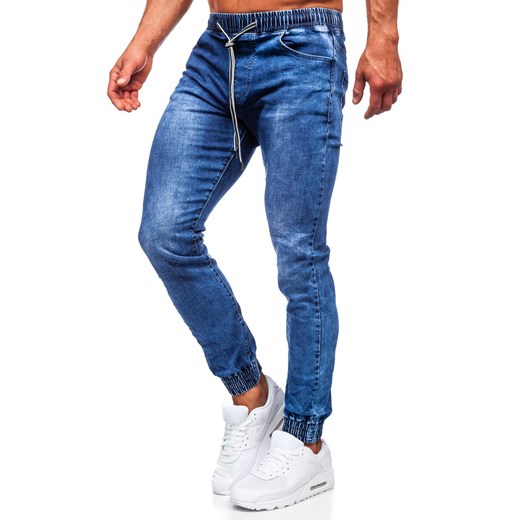 Granatowe spodnie jeansowe joggery męskie Denley TF228 M wyprzedaż Denley