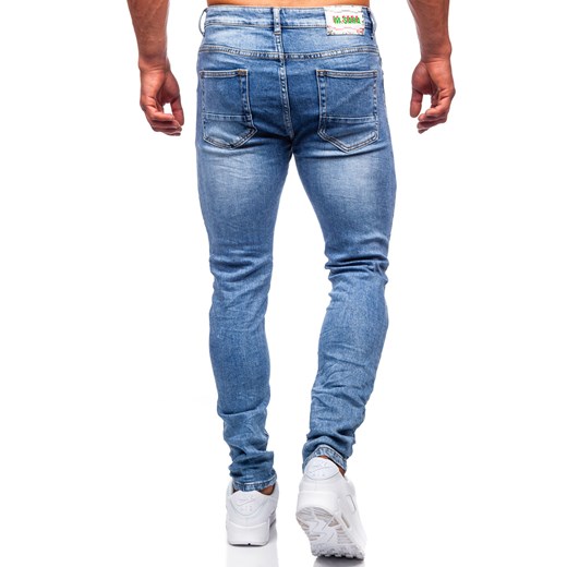 Niebieskie spodnie jeansowe męskie slim fit Denley KA6896S 35/XL okazyjna cena Denley