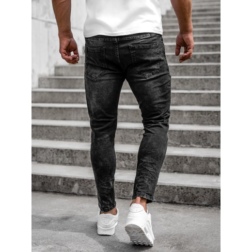 Czarne spodnie jeansowe męskie slim fit Denley TF274 36/XL promocja Denley