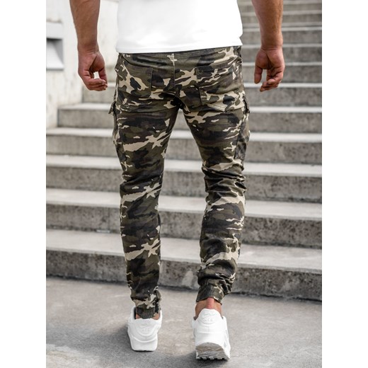 Moro-brązowe spodnie jeansowe joggery bojówki męskie Denley KA9225-2 31/M okazja Denley