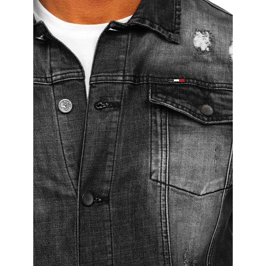 Czarna jeansowa kurtka męska Denley MJ511G S promocja Denley
