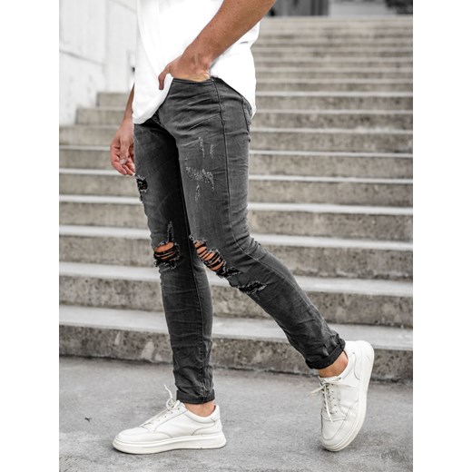Czarne spodnie jeansowe męskie slim fit Denley KS2081A 37/2XL okazyjna cena Denley