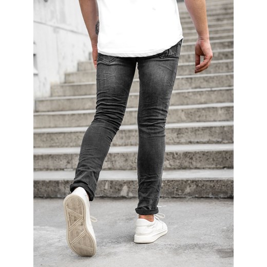 Czarne spodnie jeansowe męskie slim fit Denley KS2081A 34/L okazja Denley