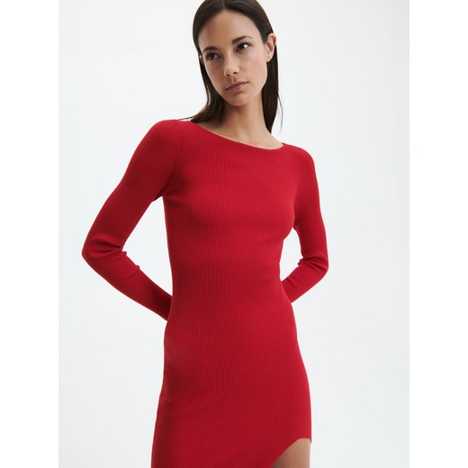 Reserved - Sukienka z prążkowanej dzianiny - Czerwony Reserved L Reserved